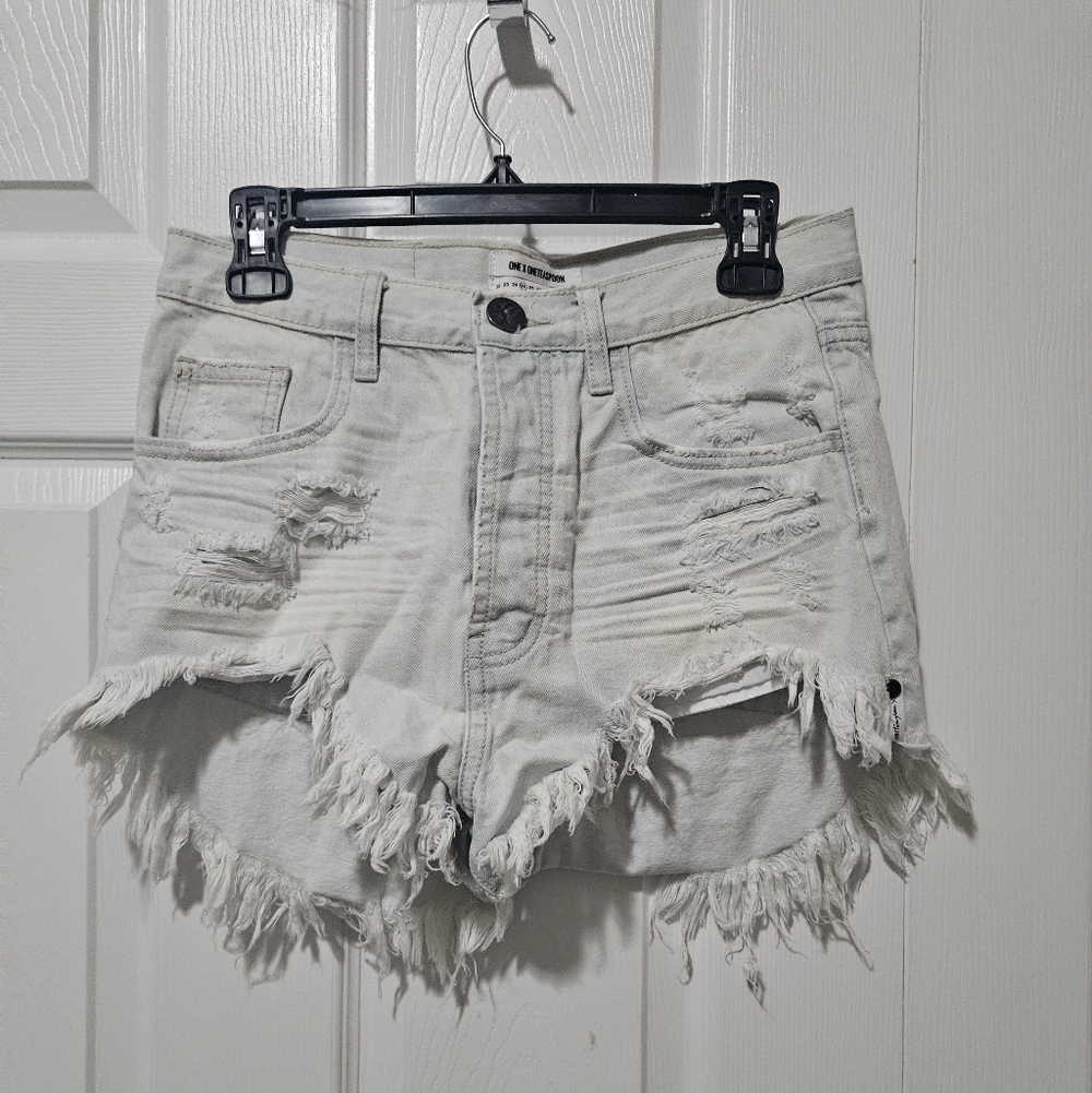 One X One Teaspoon Distressed Denim Shorts 25